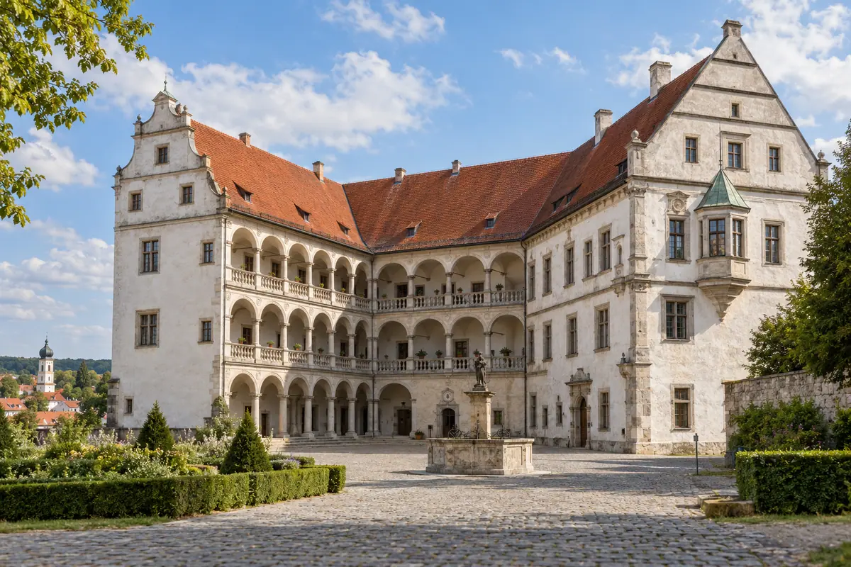 KI-Illustration: Wittelsbacher Schloss in Friedberg (Bayern) (Landkreis Aichach-Friedberg).