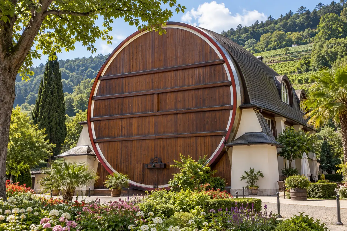 KI-Illustration: Dürkheimer Riesenfass in Bad Dürkheim (Landkreis Bad Dürkheim).