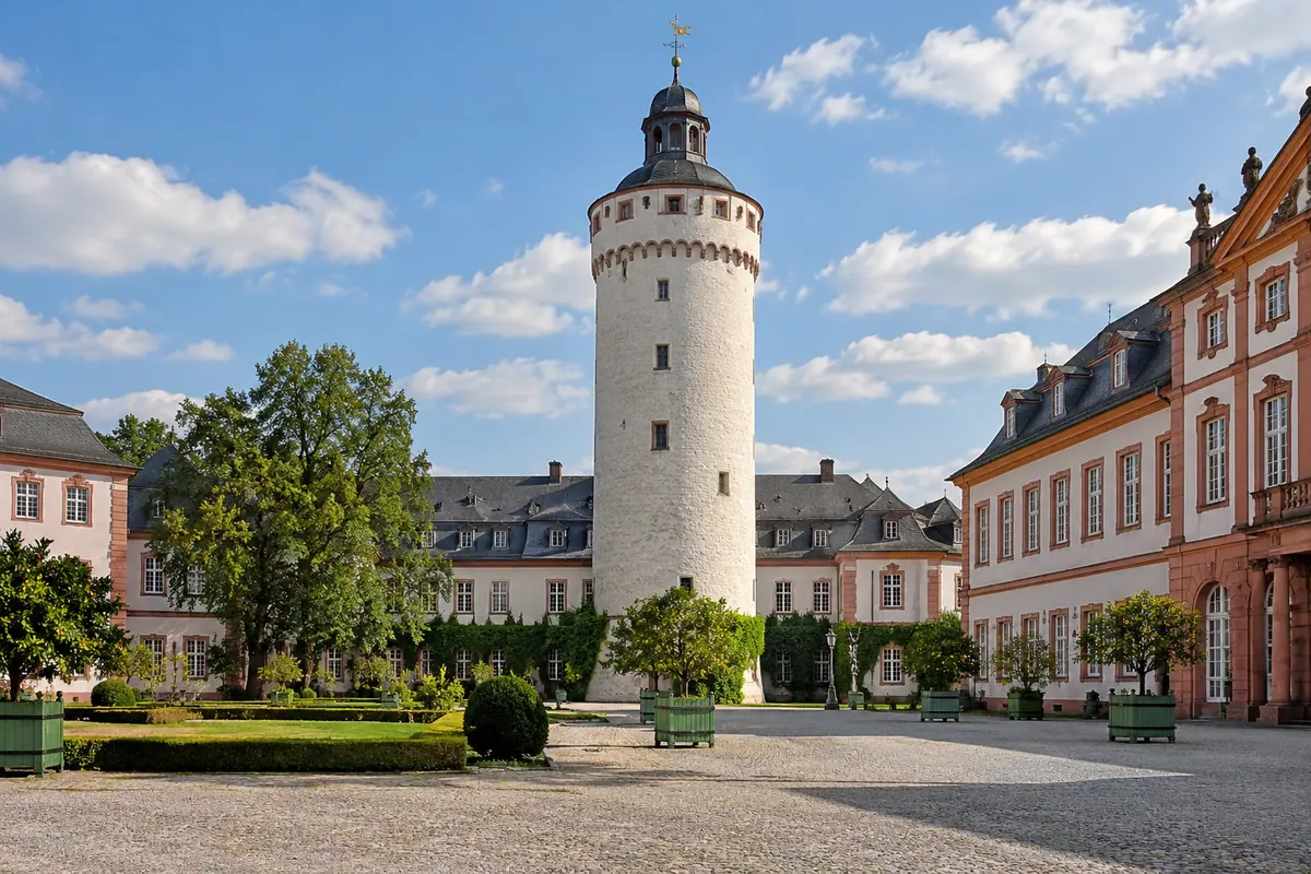 Weißer Turm am Schloss in Bad Homburg (Hochtaunuskreis).