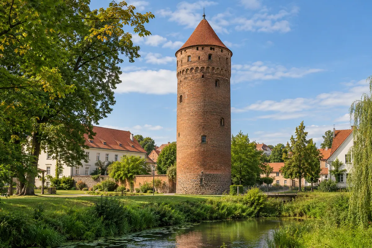 KI-Illustration: Lubwartturm in Bad Liebenwerda (Landkreis Elbe-Elster).