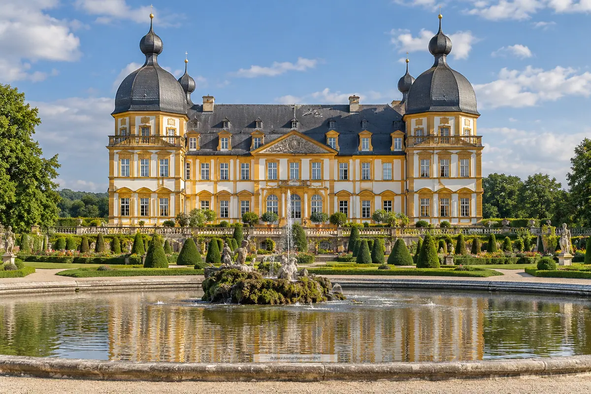KI-Illustration: Schloss Seehof in Memmelsdorf (Landkreis Bamberg).