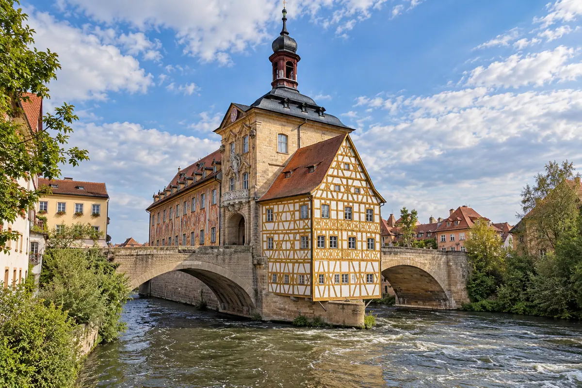 KI-Illustration: Altes Rathaus in Bamberg.