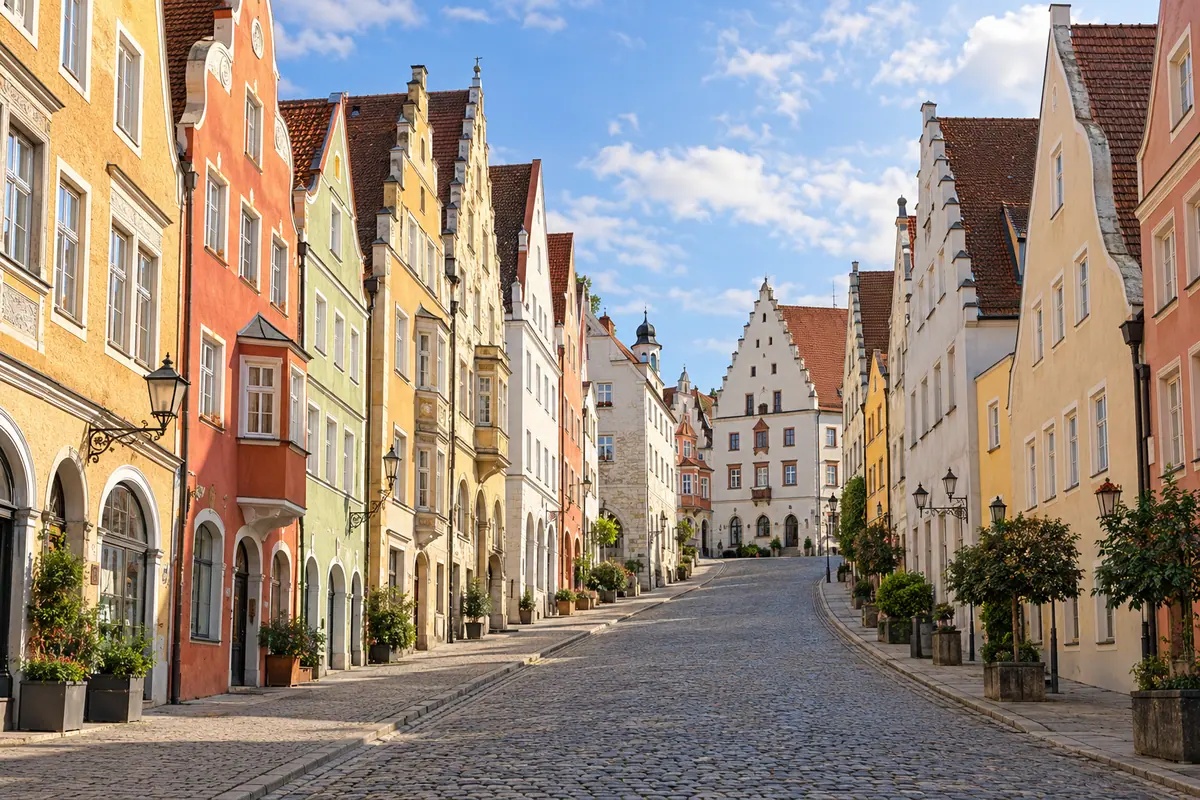 KI-Illustration: Reichsstraße in Donauwörth (Landkreis Donau-Ries).