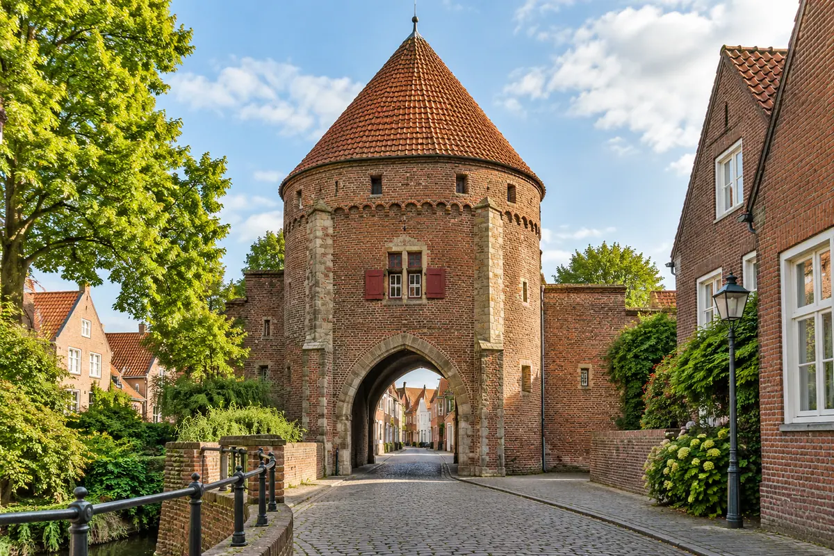 KI-Illustration: Lüdinghauser Tor in Dülmen (Kreis Coesfeld).