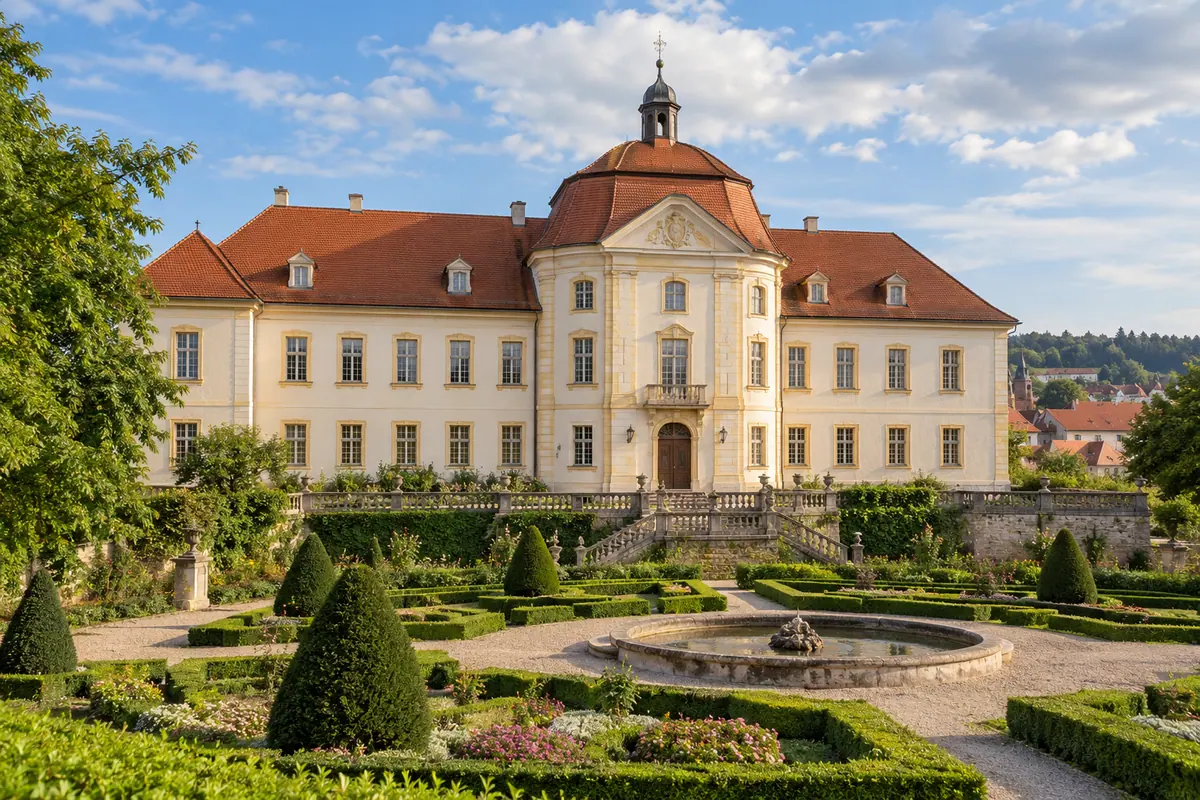 KI-Illustration: Schloss Christiansburg in Eisenberg (Thüringen) (Saale-Holzland-Kreis).