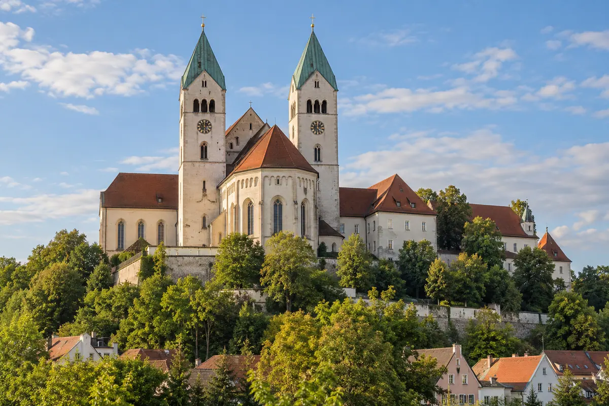 KI-Illustration: Freisinger Dom auf dem Domberg in Freising (Landkreis Freising).