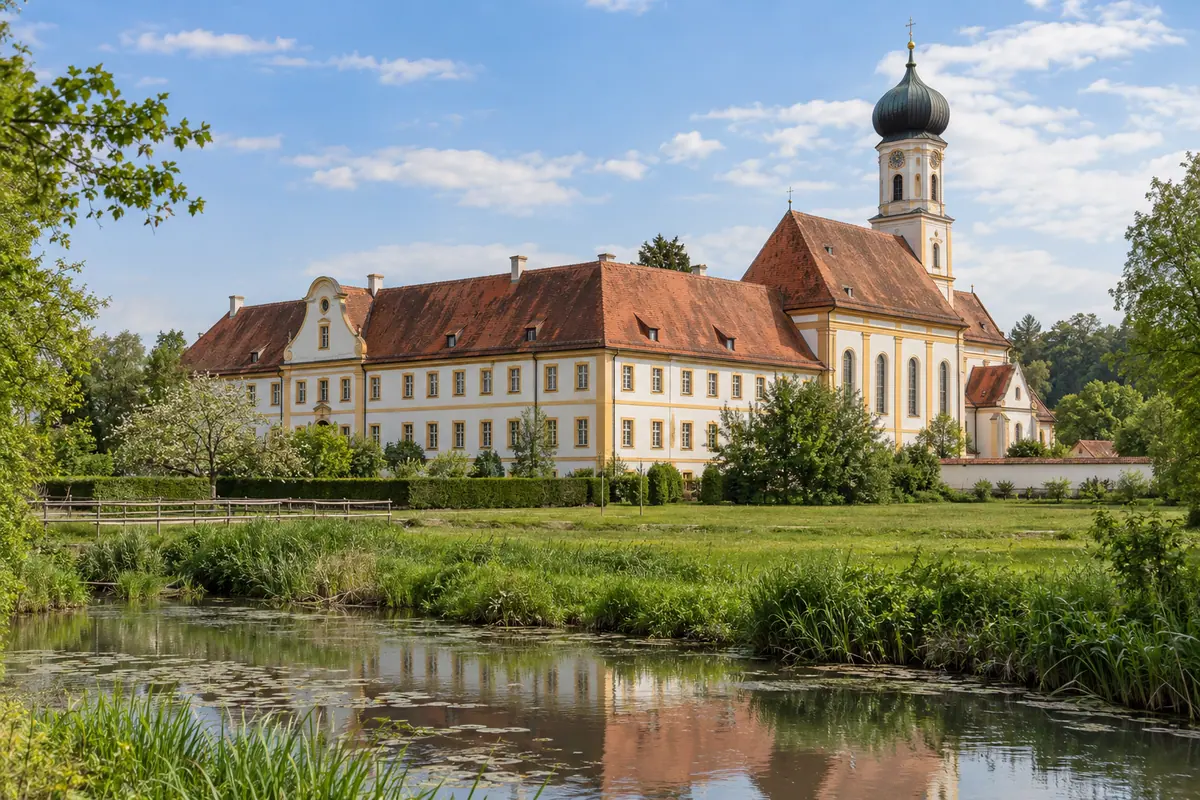KI-Illustration: Kloster Oberschönenfeld in Gessertshausen (Landkreis Augsburg).