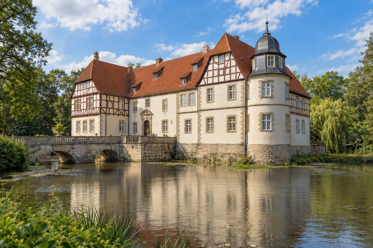 KI-Illustration: Schloss Gifhorn in Gifhorn (Landkreis Gifhorn).