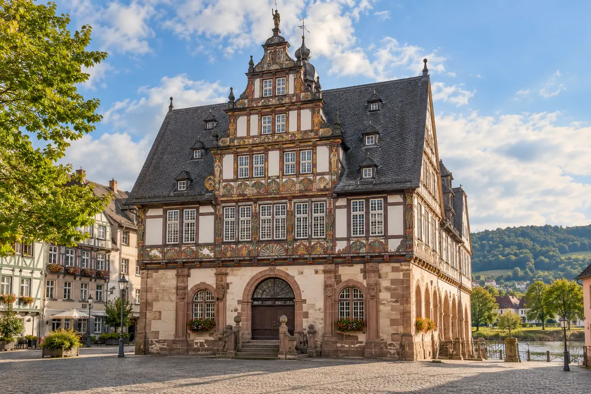 KI-Illustration: Rathaus in Höxter (Kreis Höxter).