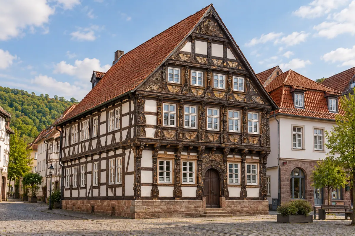 KI-Illustration: Tilly-Haus in Holzminden (Landkreis Holzminden).