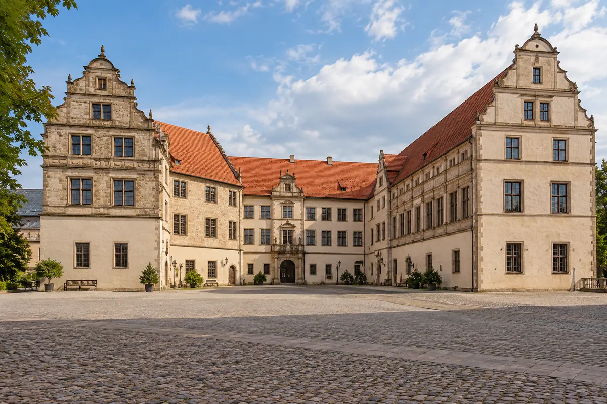 KI-Illustration: Schloss Köthen in Köthen (Anhalt) (Landkreis Anhalt-Bitterfeld).