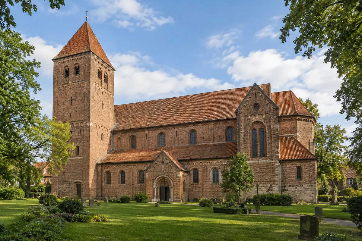 KI-Illustration: Alexanderkirche in Wildeshausen (Landkreis Oldenburg).