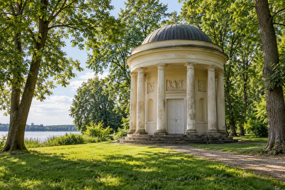 KI-Illustration: Tempelgarten in Neuruppin (Landkreis Ostprignitz-Ruppin).