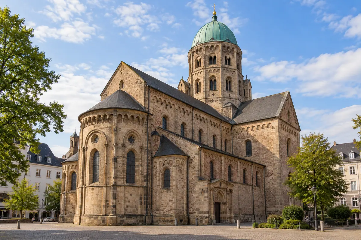 KI-Illustration: Quirinusmünster in Neuss (Rhein-Kreis Neuss).