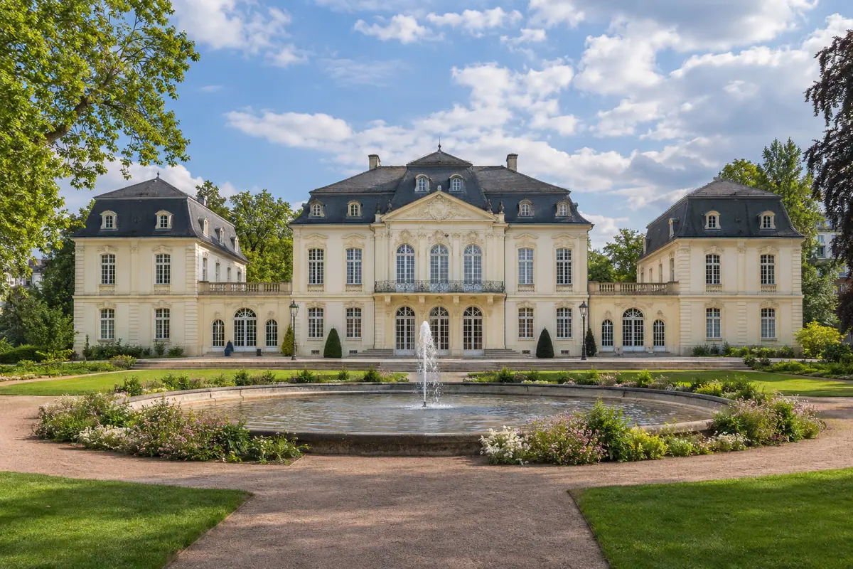 KI-Illustration: Büsing-Palais in Offenbach am Main.