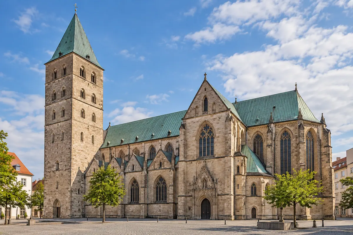 KI-Illustration: Paderborner Dom in Paderborn (Kreis Paderborn).