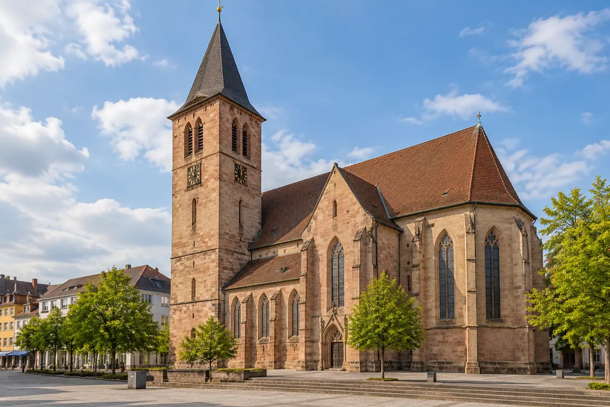 KI-Illustration: Schlosskirche St. Michael in Pforzheim.