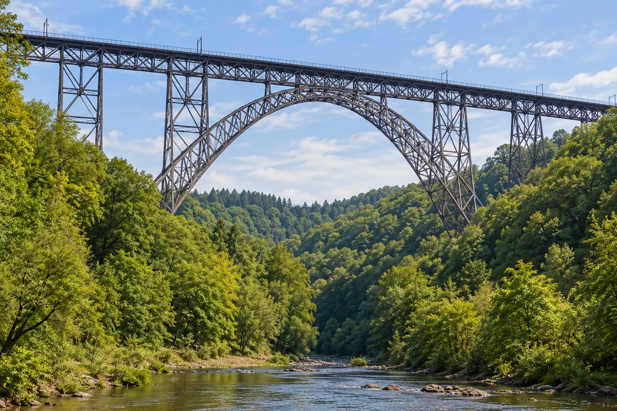 KI-Illustration: Müngstener Brücke zwischen Remscheid und Solingen.