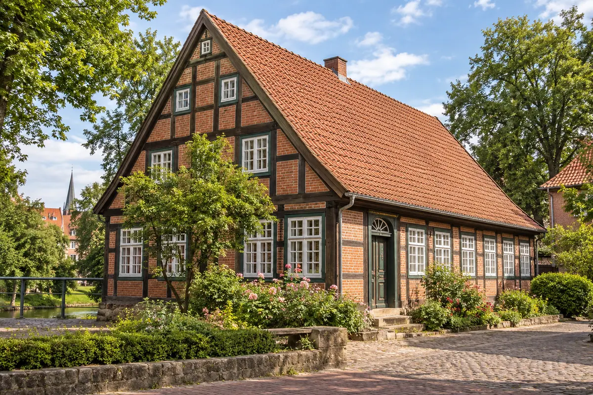 KI-Illustration: Rudolf-Schäfer-Haus in Rotenburg an der Wümme (Landkreis Rotenburg (Wümme)).