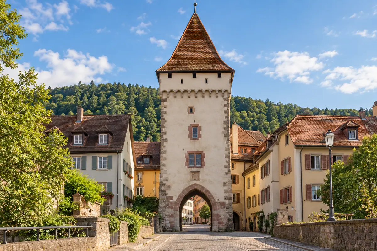 KI-Illustration: Oberes Tor in Waldshut-Tiengen (Landkreis Waldshut).