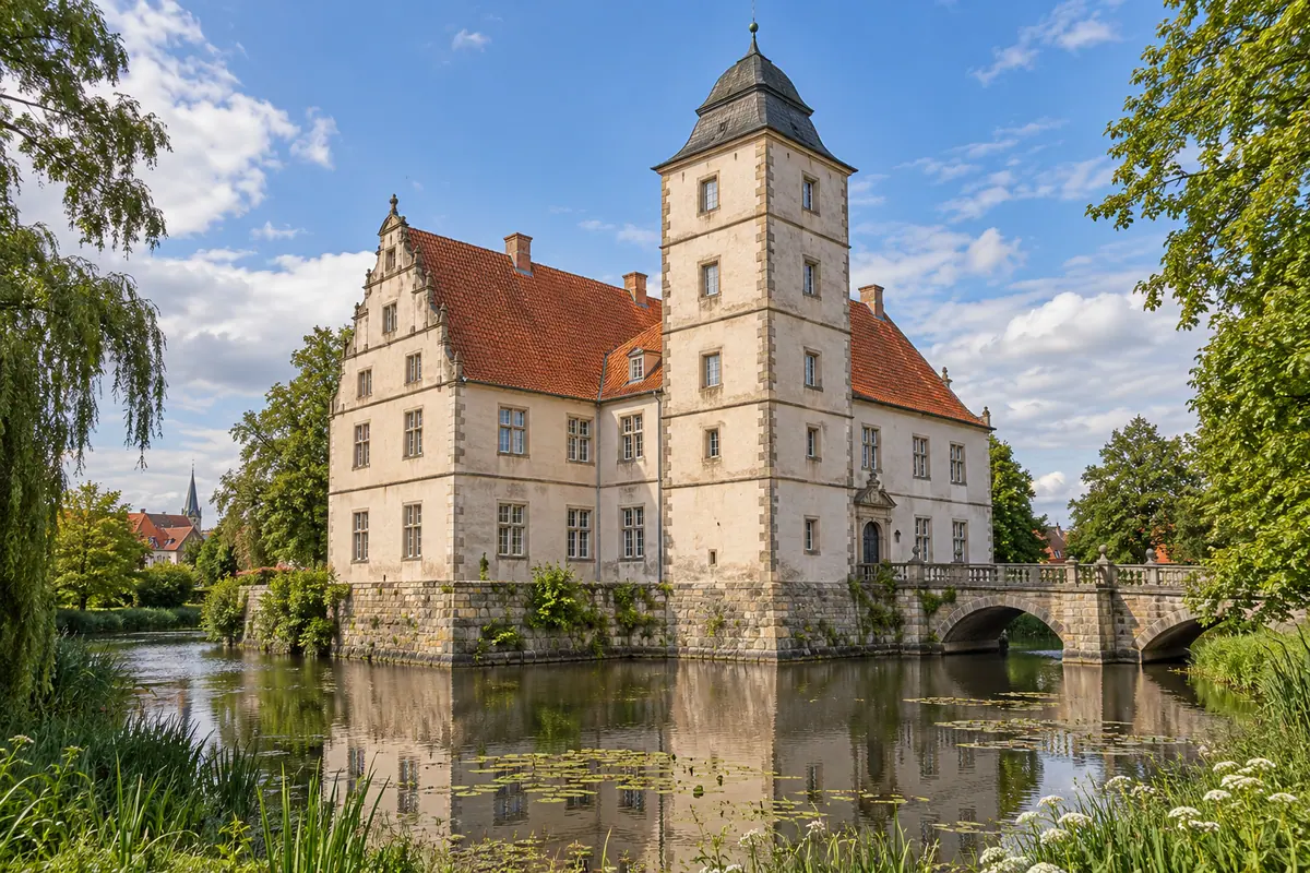 KI-Illustration: Wasserschloss in Winsen an der Luhe (Landkreis Harburg).