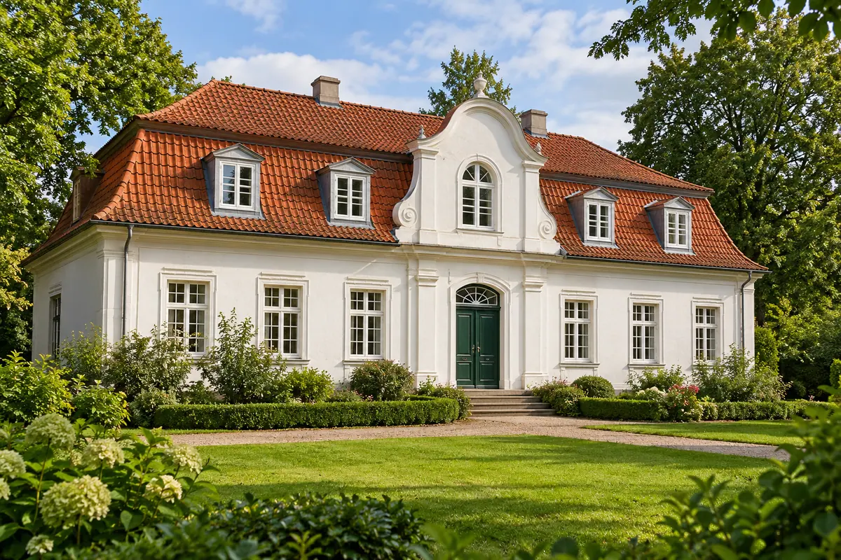 KI-Illustration: Lessinghaus in Wolfenbüttel (Landkreis Wolfenbüttel).